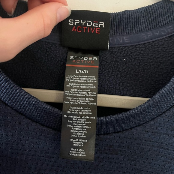 Spyder Active Blue Crew Neck- Large - Picture 6 of 7